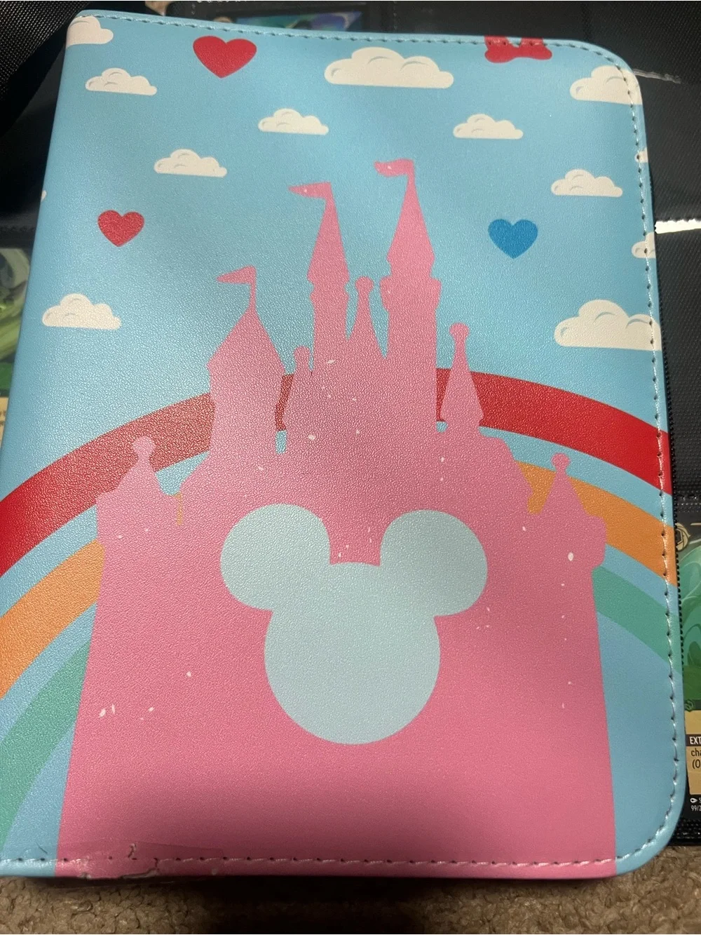 Disney Castle Kids Wallet with Light Blue Mickey Silhouette Card Binder